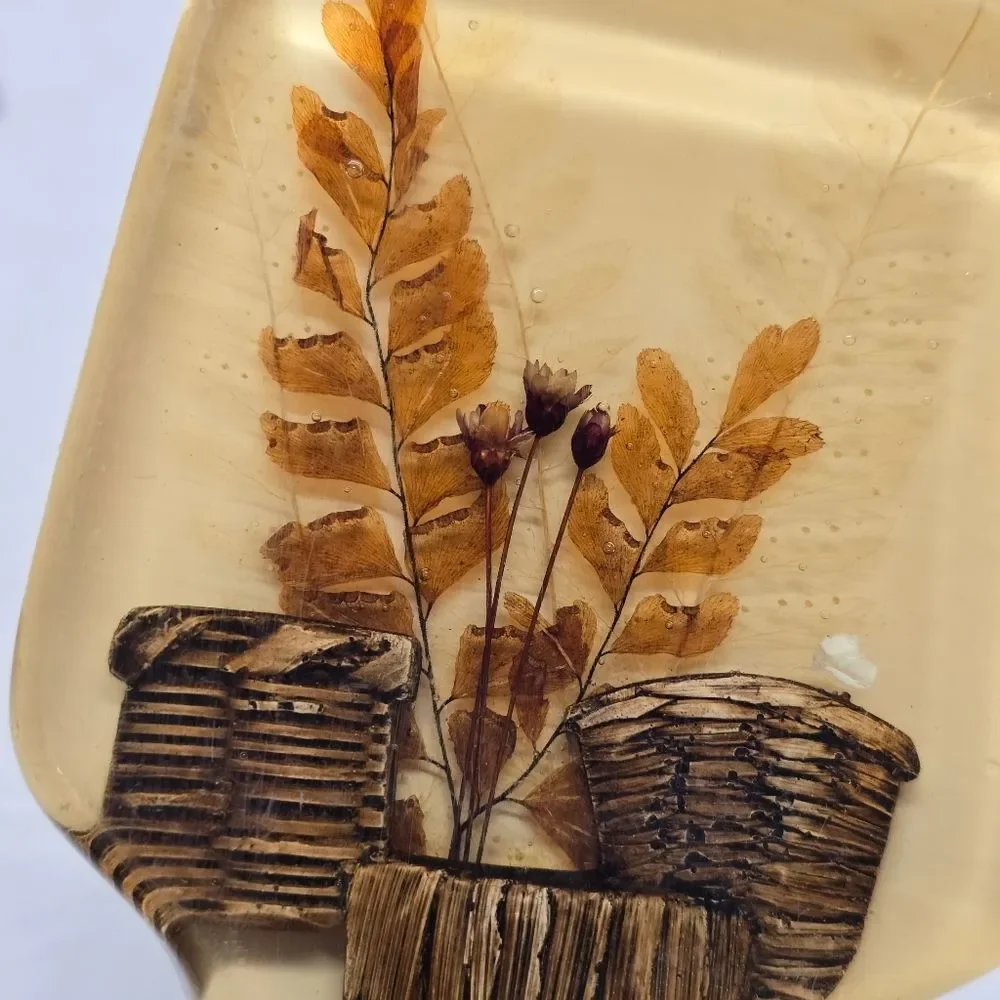 Vintage 70's Lucite Spoon Rest Dried Flowers With Pots Design MCM Retro Cottage